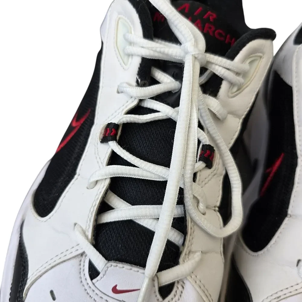 Nike Air Monarch IV Men's 13 White Black Red Training Shoes Sneakers 415445-101